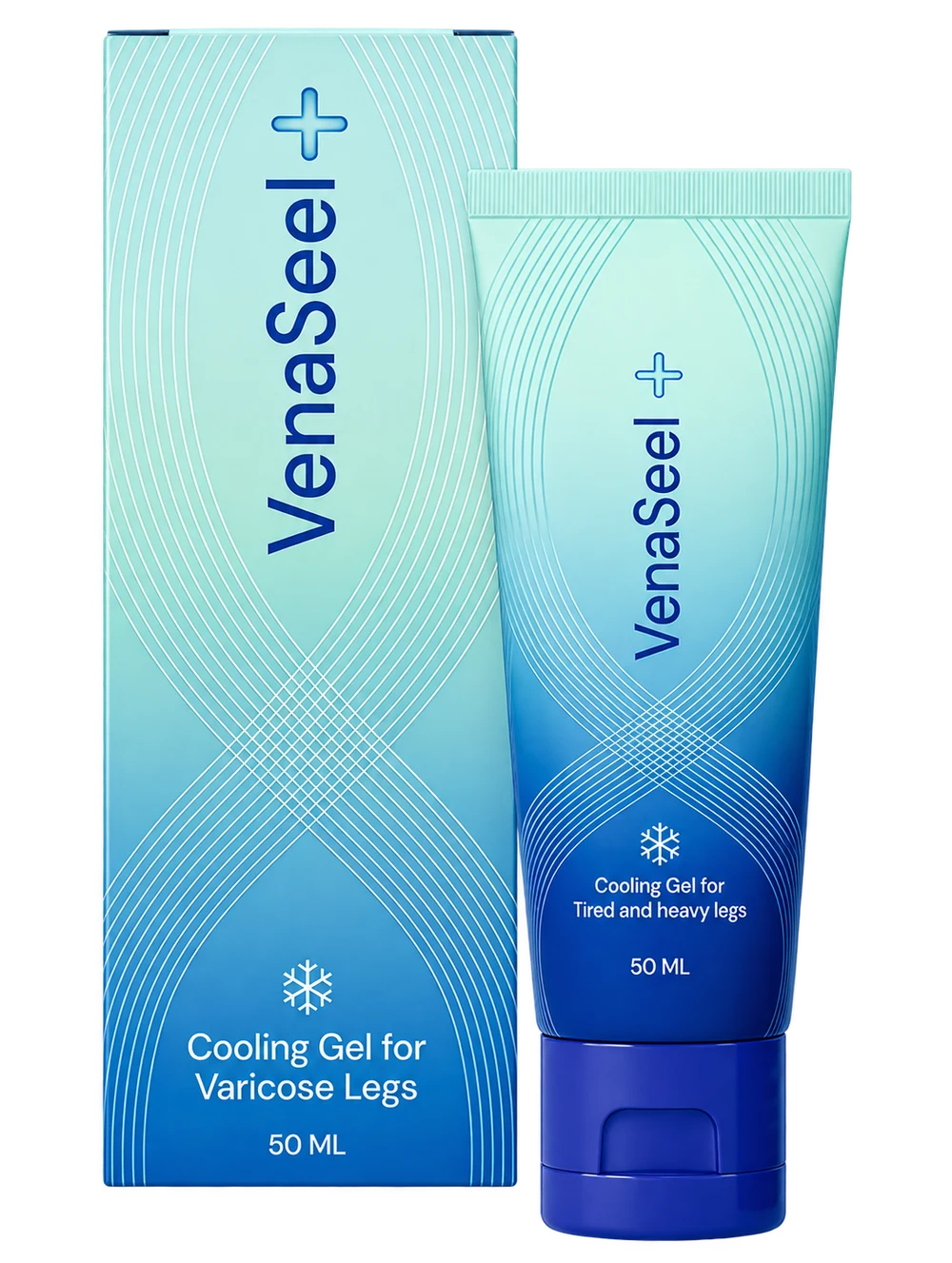Envase y tubo de VenaSeel gel de frío para varices, 50 ml